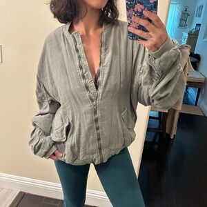 Free People Women’s Green Bomber Jacket
